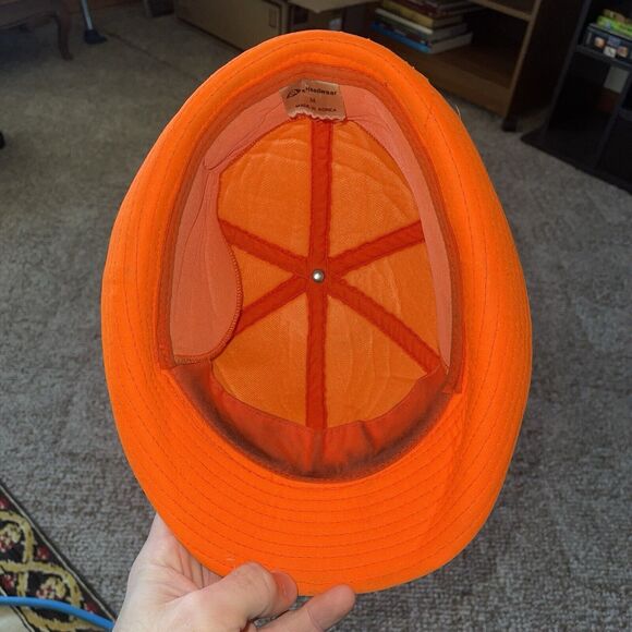 Vintage Youngan Blaze Orange Hunting Brimmed Ear Flap Mens Hat Size M Winter Cap - Picture 10 of 12